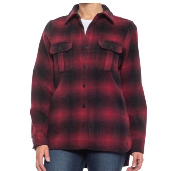 Smartwool Anchor line Womens Plaid Shirt Jacket S Red Black Wool Blend gorpcore - Picture 1 of 11
